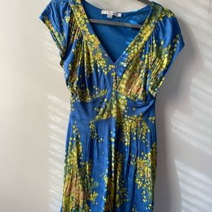 Boden Blue and Yellow Floral T-shirt dress